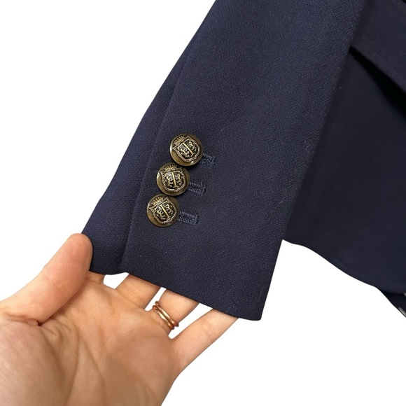 Talbots Navy Blue Classic Two Button Blazer Jacket Size 6 Petite Preppy Office - Picture 4 of 10